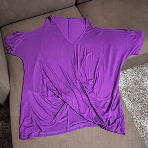 Sz: XL
Purple, Double Cold-Shoulder, Crossover Bottom
Cotton/Poly